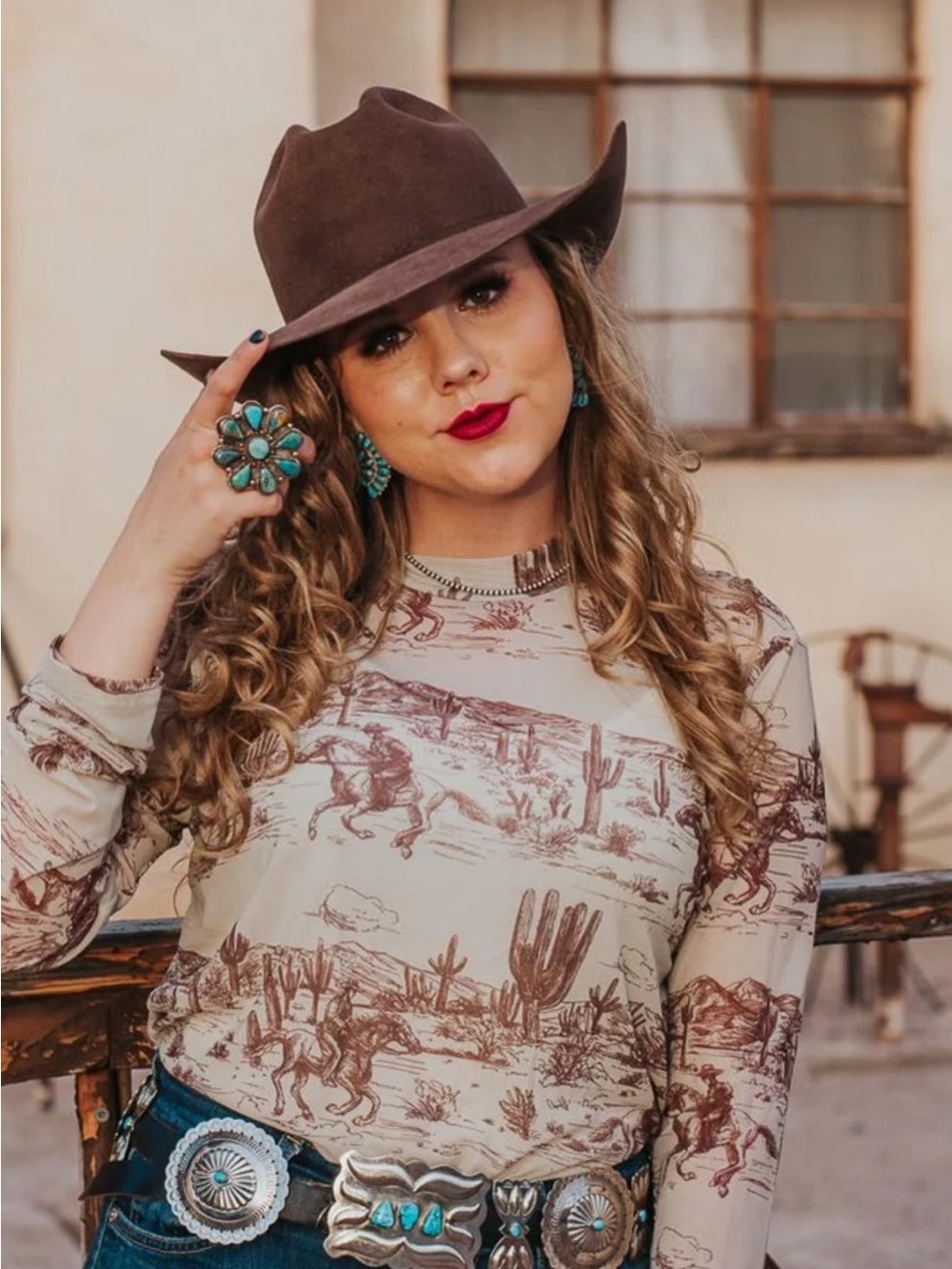 Avery western toil mesh top